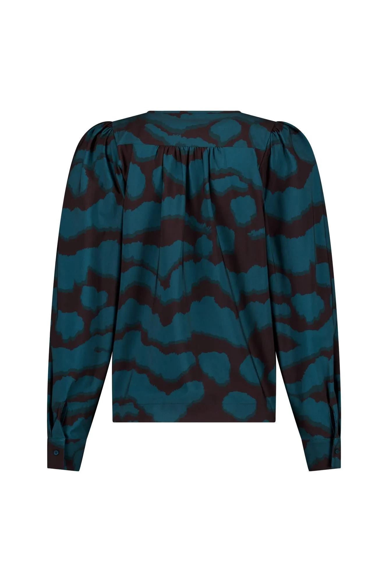 Studio Anneloes Les Blurred Top Espresso/Teal, top met blurred dessin in espresso en teal